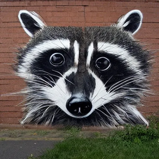 Image similar to raccoon street art,