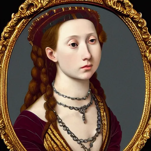 Image similar to portrait, headshot, digital painting, of a 15th century, beautiful princess, completely incased in a quarter inch thick clear plastic shell, light hair, precious jewels, baroque, ornate clothing, scifi, Space esploration, realistic, hyperdetailed, underexposed, chiaroscuro, art by caravaggio and gerome