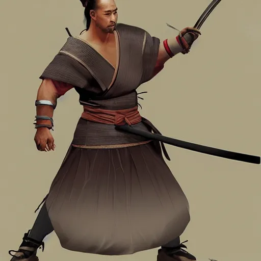 Image similar to hyper realistic concept art character of a handsome characteristic samurai fighter with an intense stare