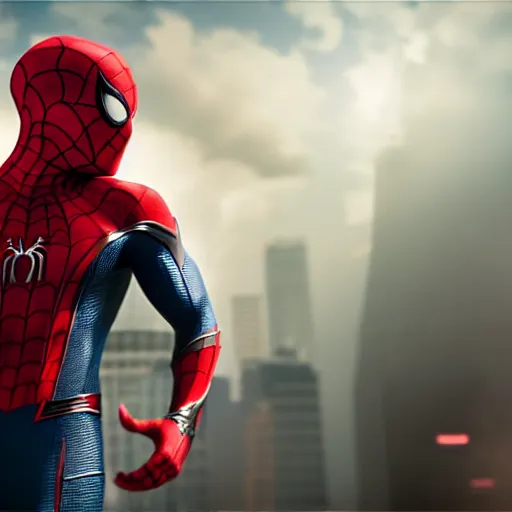 Image similar to ryan reynolds as spider - man, cinematic, volumetric lighting, f 8 aperture, cinematic eastman 5 3 8 4 film, photorealistic