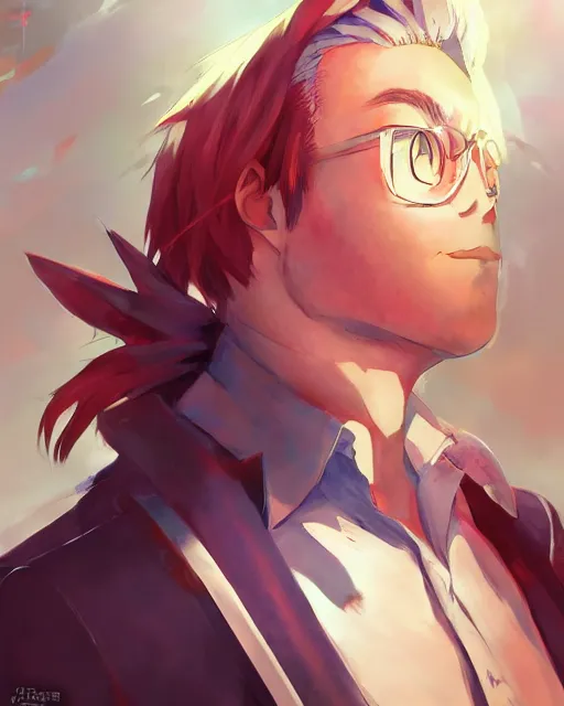 Image similar to anime portrait of Alex Jones as an anime man by Stanley Artgerm Lau, WLOP, Rossdraws, James Jean, Andrei Riabovitchev, Marc Simonetti, and Sakimichan, trending on artstation