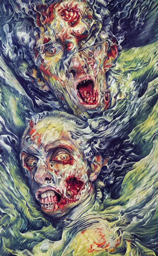 Image similar to wafture, sensual, flashy and elaborate detailed intricate amazing photorealistic painting of zombie on a summers day, by umberto boccioni and john frederick kensett. trending on artstation. unreal engine. photorealistic