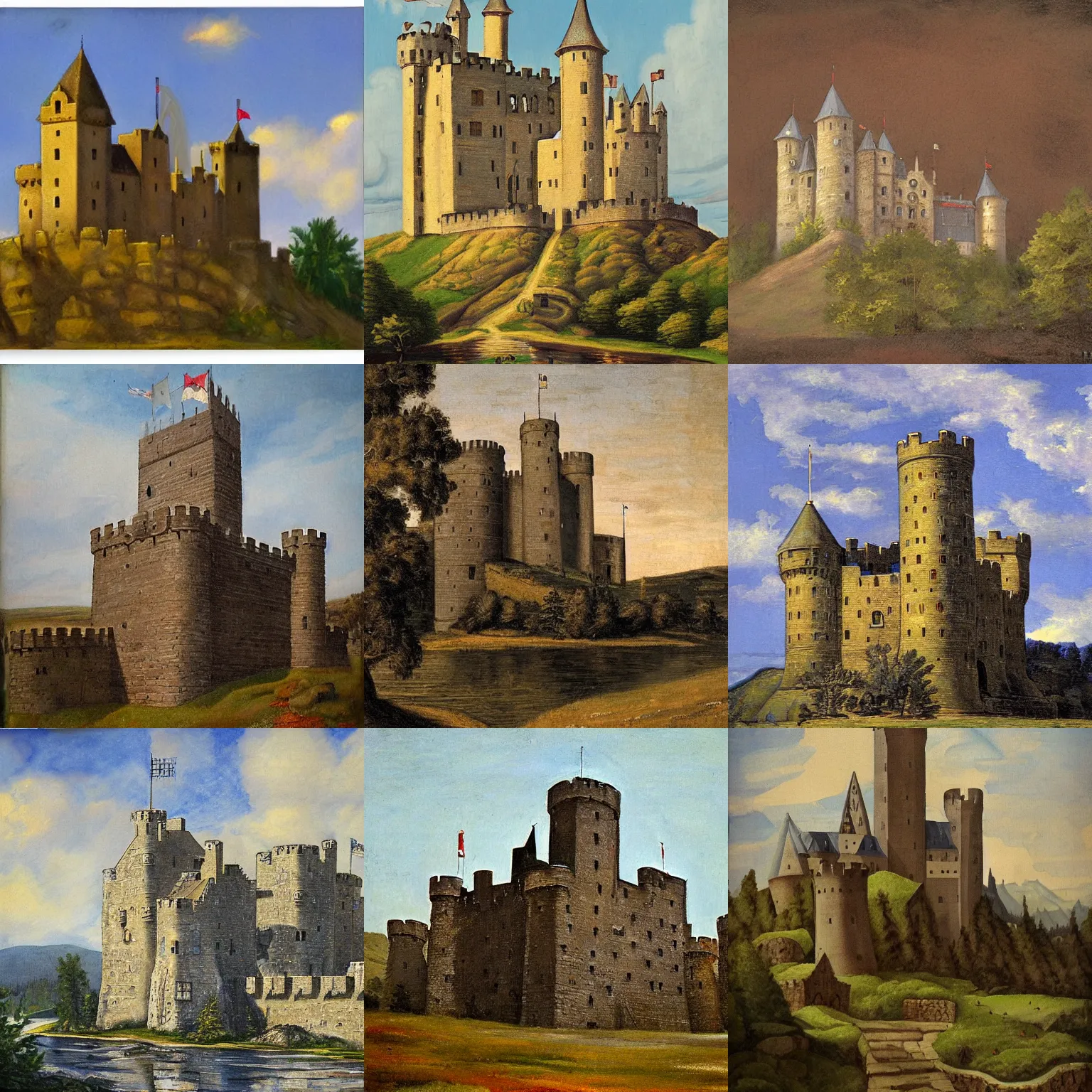 Prompt: medieval castle, by hale woodruff
