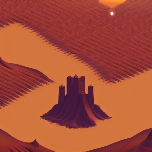 Image similar to monument valley in the style of dune, 8 k, cinematic, upwards perspective,