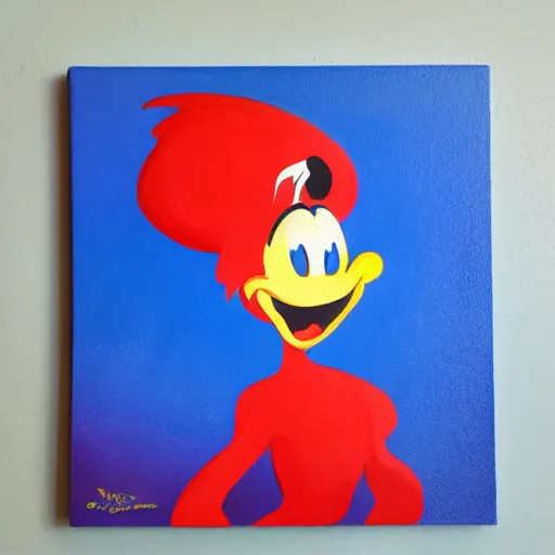 Prompt: silly fire cartoon character in the style of Disney Fantasia, painted in fluid acrylics