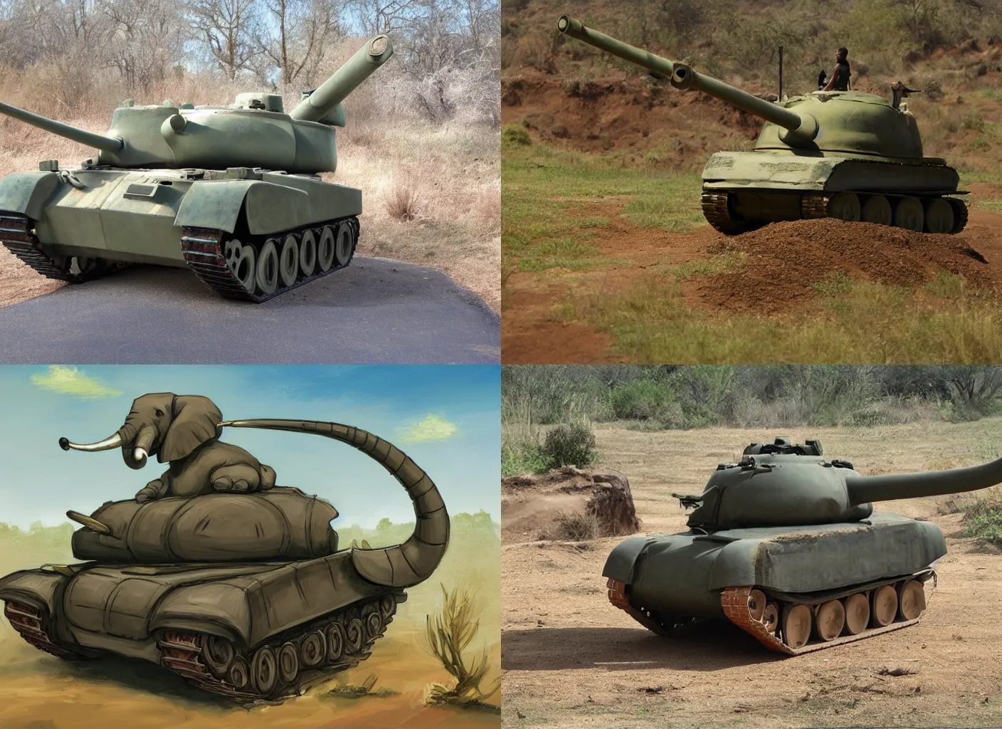 Prompt: mix of tank and elephant