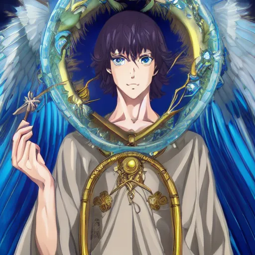 Image similar to portrait of archangel gabriel of the water, anime fantasy illustration by tomoyuki yamasaki, kyoto studio, madhouse, ufotable, trending on artstation