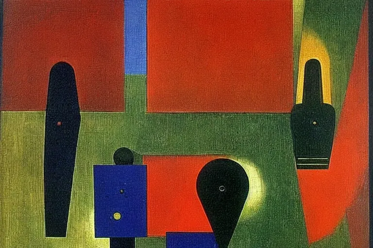 Prompt: born under a bad sign, watches, radios, good luck and trouble are my only friends, colors white!!, orange, dark green, dark blue, abstract oil painting by max ernst