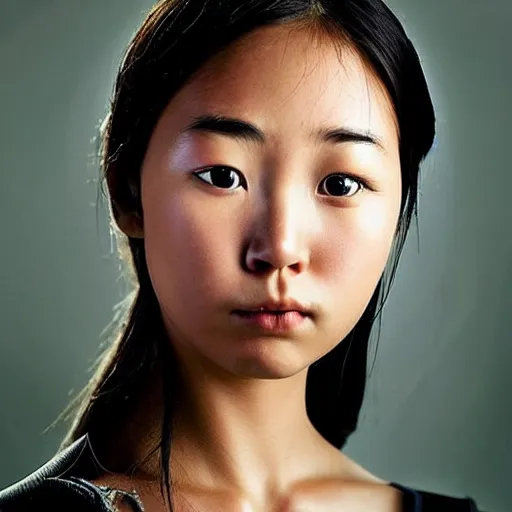 Prompt: a very beautiful face photo of a young asian woman in the style of martin schoeller, award winning photography