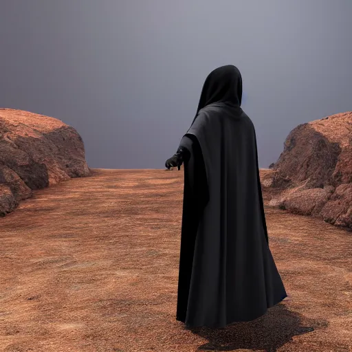 Image similar to a dark cloak with a pistol sticking out, 4 k, photorealistic