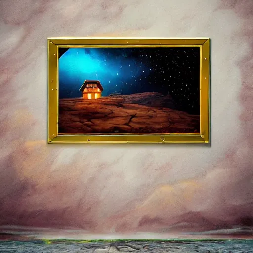 Image similar to house on mars, acrilic paint, digital, artstation, detailed intricate ink illustration, heavenly atmosphere, digital art, overdetailed art, concept art, complementing colors, trending on artstation, cgstudio, the most beautiful image ever created, dramatic, subtle, details, award winning artwork, beautiful scenery