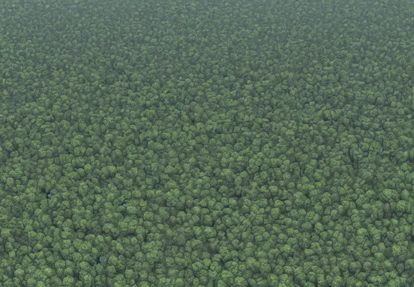 Prompt: overhead view of an large area with deforestation, pollution, climate change, loss of biodiversity, octane render,