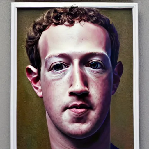 Prompt: Mark Zuckerberg as a lizard, oil painting, portrait.