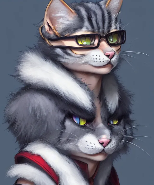 Image similar to character concept art of a anthropomorphic male furry cat | | cute - fine - face, pretty face, key visual, realistic shaded perfect face, fine details by stanley artgerm lau, wlop, rossdraws, james jean, andrei riabovitchev, marc simonetti, and sakimichan, trending on artstation