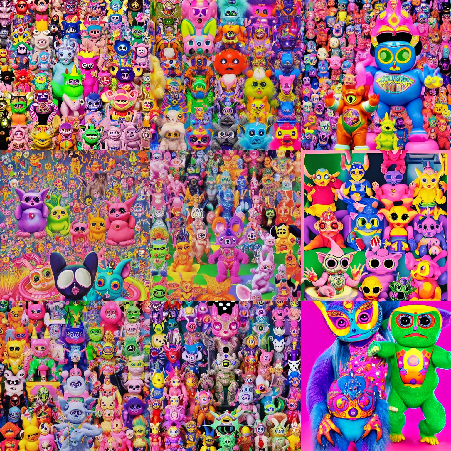 Prompt: hyperreal hindu power ranger furby cowboy rat fink barbie kewpie dragon dog god troll doll, kawaii high definition lifelike portrait art on 35mm film by Lisa Frank and Yayoi Kusama