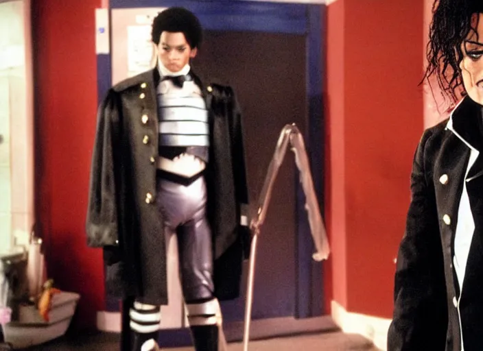 Prompt: a film still of michael jackson as the new doctor in doctor who