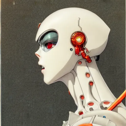 Image similar to prompt : photorealistic cinematic 3 d render of persona soft light painted by takato yamamoto, mecha attributes and armor, inspired by ghost in shell anime, smooth face feature, intricate oil painting, high detail, sharp high detail, manga and anime 1 9 8 0