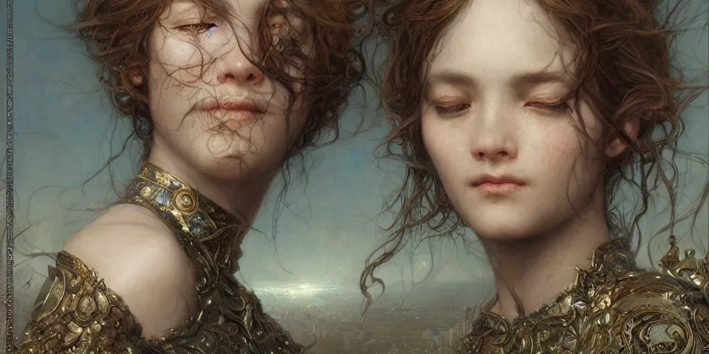 Image similar to masterpiece veracious pertinence salve Reginae, masterpiece by Edgar Maxence and Ross Tran and Michael Whelan artistic, intricate drawing, realistic fantasy, extremely detailed and beautiful aesthetic face, establishing shot, 8k resolution, dramatic lighting,