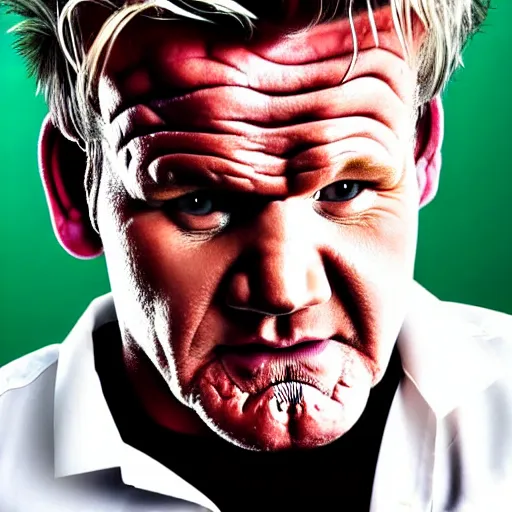 Prompt: Gordon Ramsay transforms into the Hulk