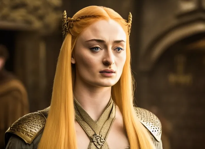 Prompt: sophie turner as cersei lannister, game of thrones ( 2 0 1 4 )