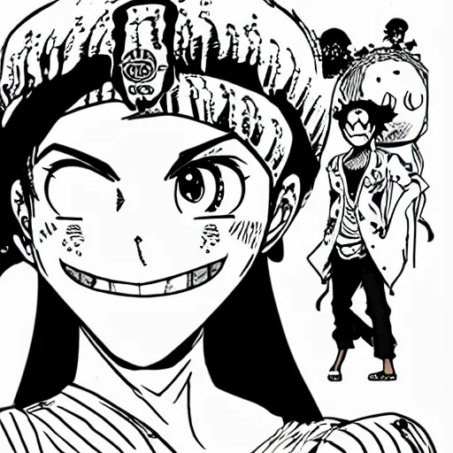 Prompt: valentina nappi in the style of eichiro ora, one piece, manga style