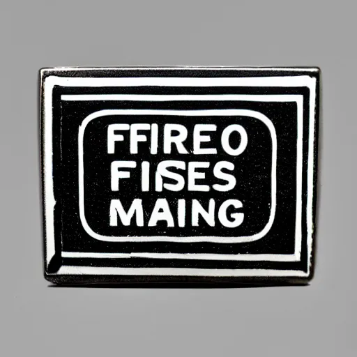 Image similar to a photo of a retro 1 9 6 0 s minimalistic clean fire warning label enamel pin, no text, studio lighting, behance