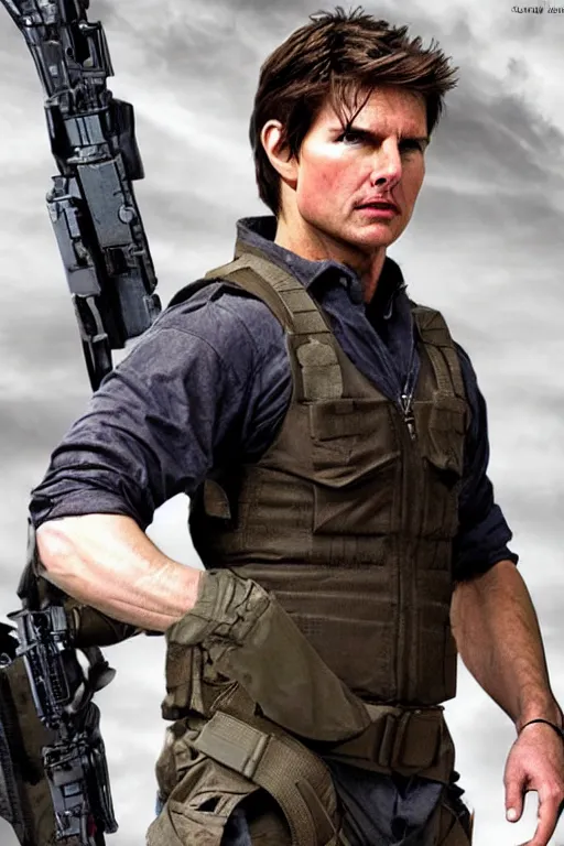 Image similar to Tom Cruise as Solid Snake