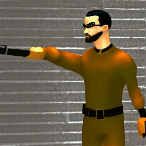 Image similar to a screenshot of Gordon Freeman in The Matrix (1999)