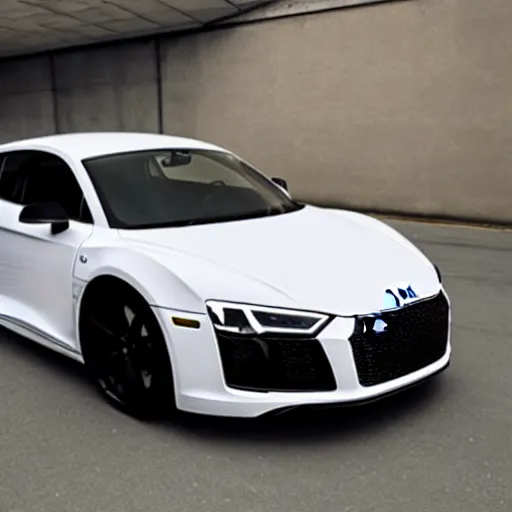 Image similar to photo of an audi r 8 mixed with a tesla model s, cinematic