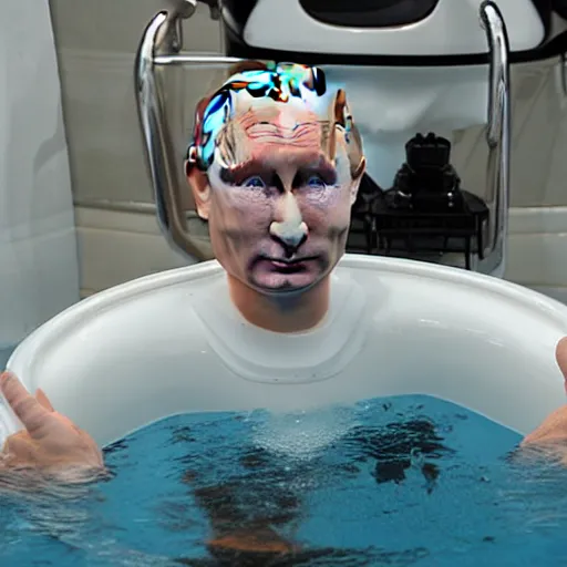 Prompt: Putin swimming inside a toilet