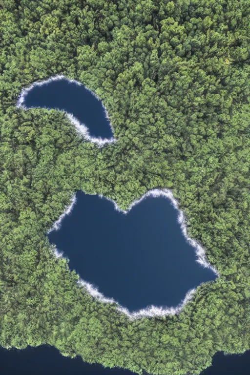 Prompt: Photorealistic photo of two black swans swimming in a mountain lake, touching heads, forming a heart with their necks, hot air balloon flying above a reflective mountain lake, 8k highly professionally detailed, HDR, CGsociety