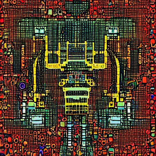 Image similar to mechanical glitch art