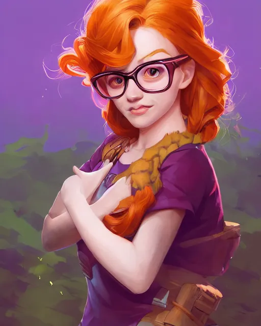 Prompt: lux cute female ginger hair glasses symmetrical face eyes full length fantasy art Video game icon, fae, princess, forest landscape, 2d game art gta5 cover , official fanart behance hd artstation by Jesper Ejsing, by RHADS, Makoto Shinkai and Lois van baarle, ilya kuvshinov, rossdraws