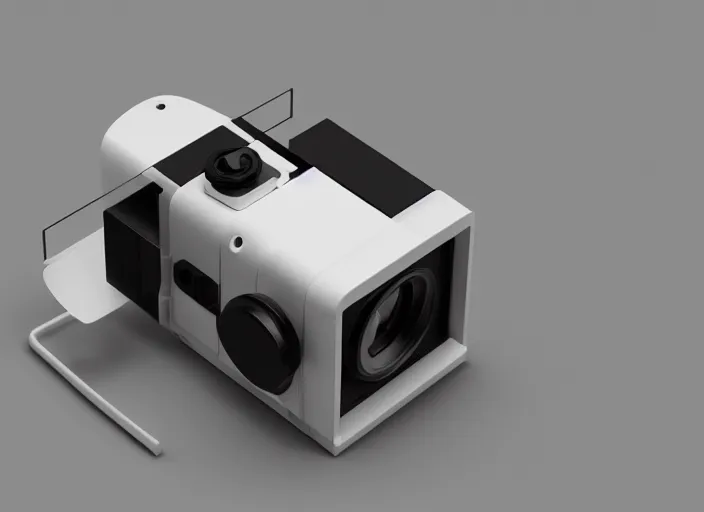 Prompt: orthographic view of minimalism camera designed by Dieter Rams, Naoto Fukasawa, designed by Apple, highly detailed, minimalism, front view, illustration