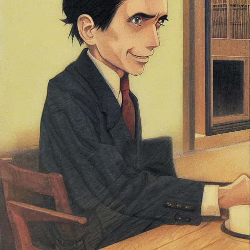 Image similar to anime joseph goebbels by hasui kawase by richard schmid