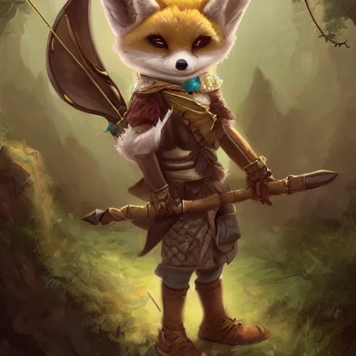 cute little anthropomorphic fennec ranger, wielding a | Stable ...