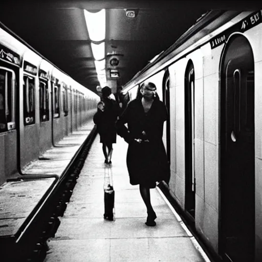 Prompt: “ girl in the new york city subway, photograph by henri cartier - bresson ”