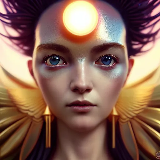 Image similar to goddess of time by tom bagshaw, gold eyes and silver wavy hair by ilya kuvshinov, rtx reflections, octane render 1 2 8 k, extreme high intricate details by wlop, digital anime art by ross tran, wide shot, close up shot, composition by sana takeda, dramatic lighting by greg rutkowski