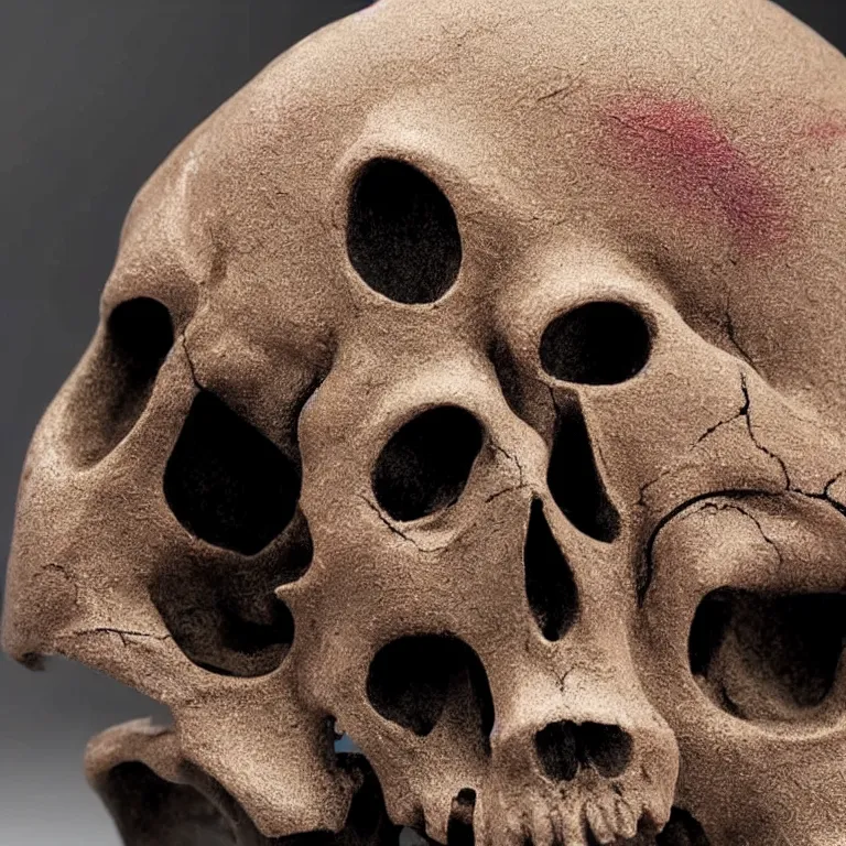 Prompt: closeup of metal skull berried in sand painted by Edward Hopper, painted by Wayne Barlow, airbrush