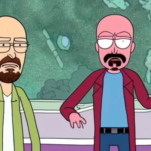 Prompt: Walter White and Jesse Pinkman in Rick and Morty (1999)