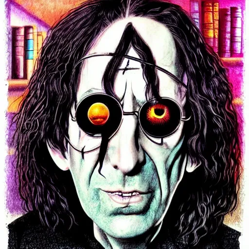 Prompt: graphic illustration, creative design, harry potter as alice cooper, biopunk, francis bacon, highly detailed, hunter s thompson, concept art