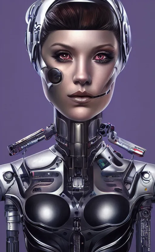 Image similar to female cyborg portrait, Pixar style by Tristan Eaton_Stanley Artgerm and Tom Bagshaw