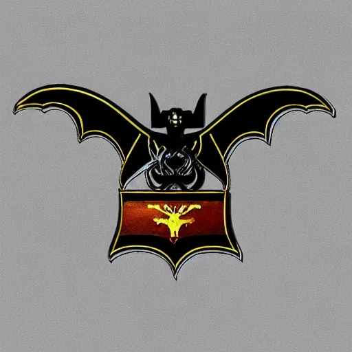 Prompt: 3d render of an old coat of arms with skull faced bat