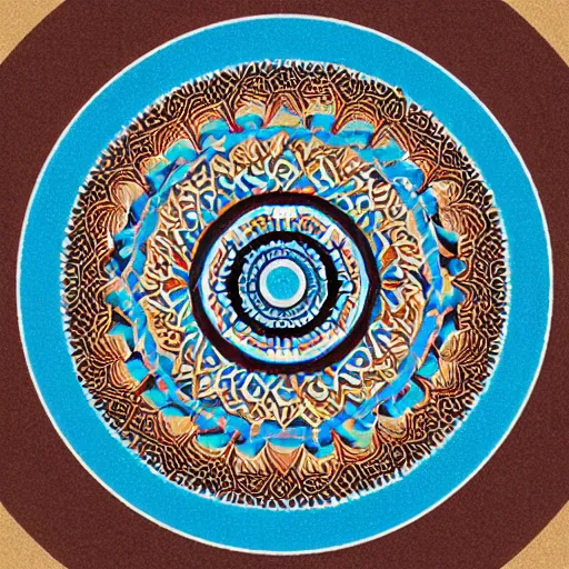 Prompt: nazca design, mandala, colored sand