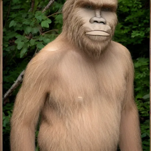 Prompt: clean shaven bigfoot