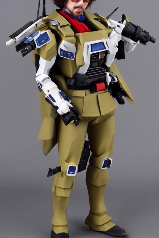 Image similar to Sam Hyde wearing a 3 piece suit in the style of Gundam rx-78-2 stylish, creative fashion, ethereal lighting, dramatic, rule of thirds, sigma male