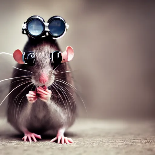 Prompt: a rat with steampunk googles, by 500px