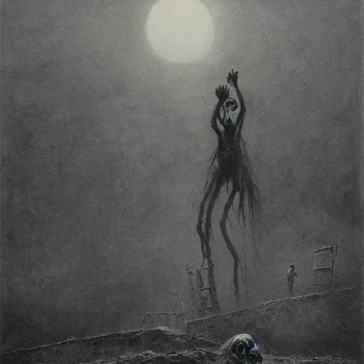 Prompt: hell of rats beksinski, eldritch, apocalypse, creepy creature, horror spooky