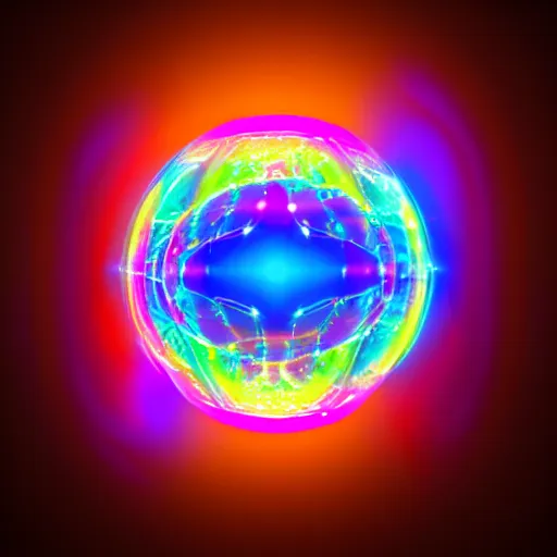 Image similar to a soap bubble with multicolored lights on it, a hologram by fred a. precht, polycount, holography, quantum wavetracing, ray tracing, holographic