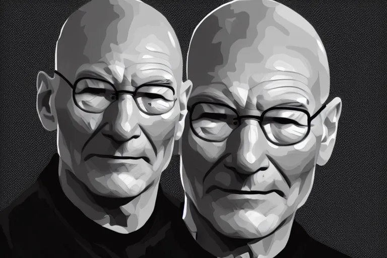 Image similar to patrick stewart as a captain, digital art